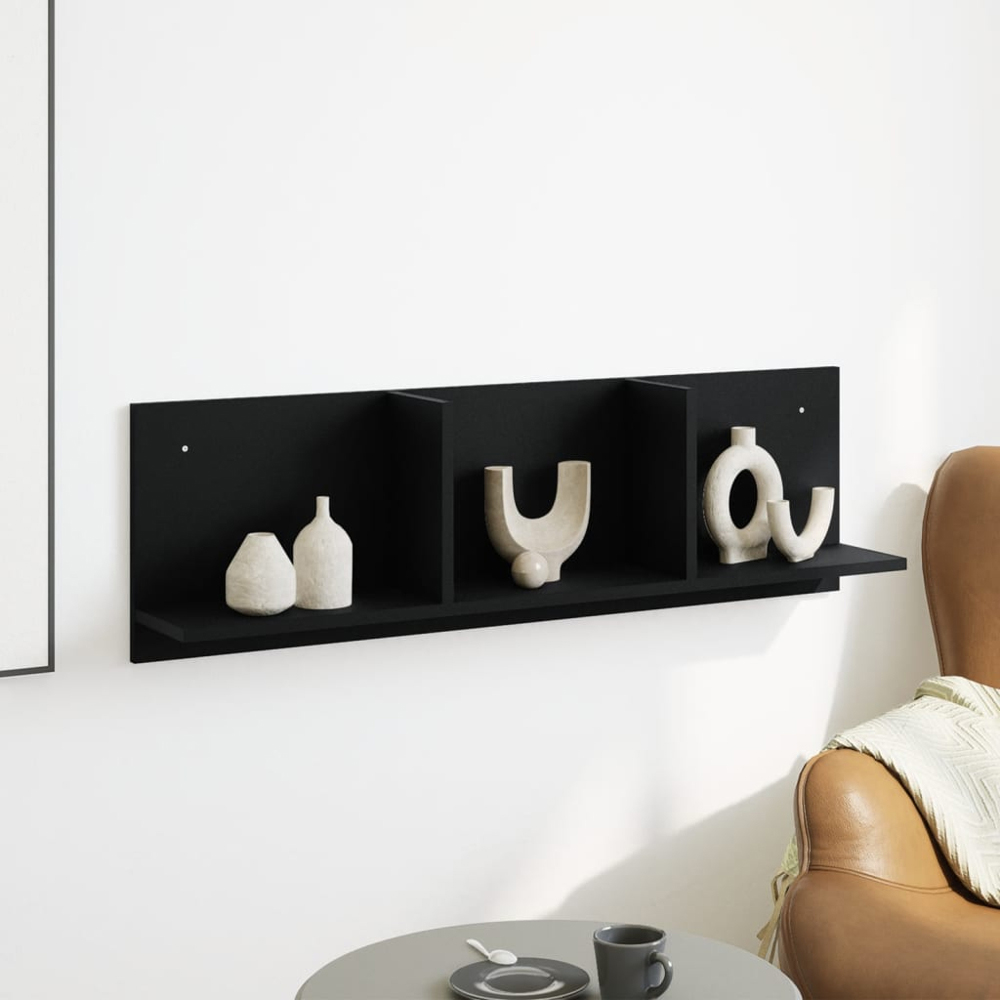vidaXL 3 Shelf Black Wall Cabinet Image 3