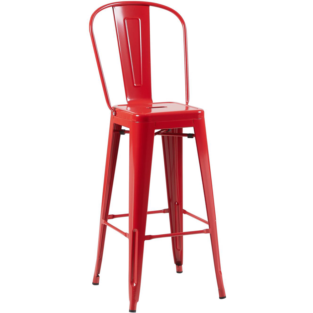 FWStyle Red Gloss Metal Bar Chair 4 Pack Image 2
