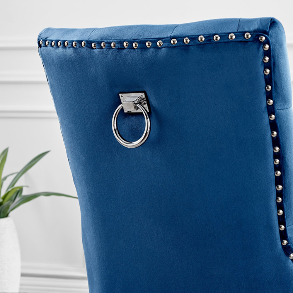 Furniturebox Arona Kensington Concrete Effect 4 Seater Round Dining Set Grey Black and Blue Image 8