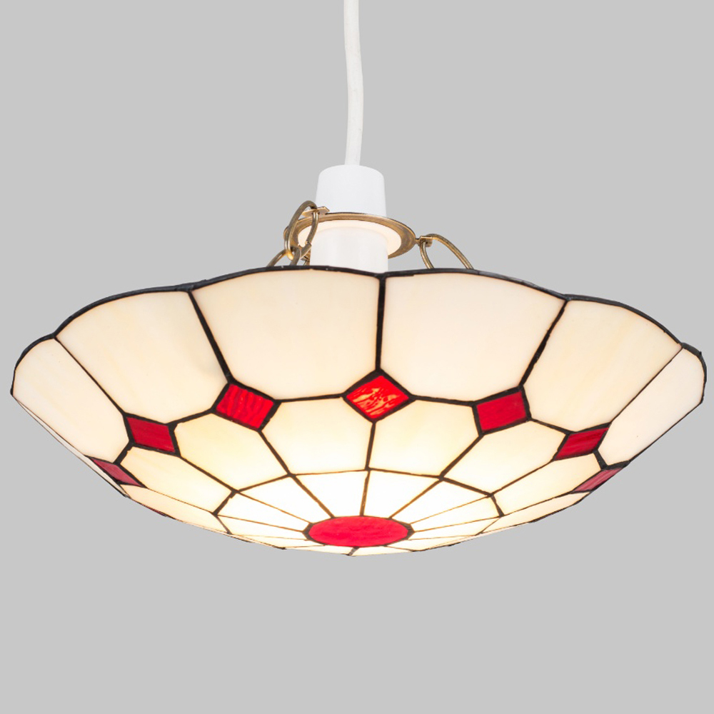 ValueLights Tiffany Style Traditional Red and Cream Pendant Light Shade Image 3