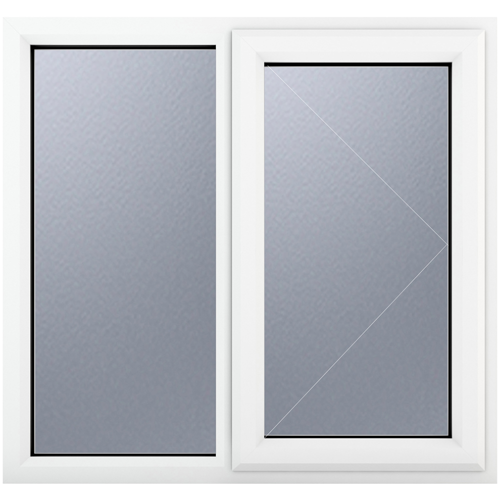 Crystal uPVC Double Glazed Window RH Side Hung Next to a Fixed White Obscure Glass 1190x1040mm Image 2