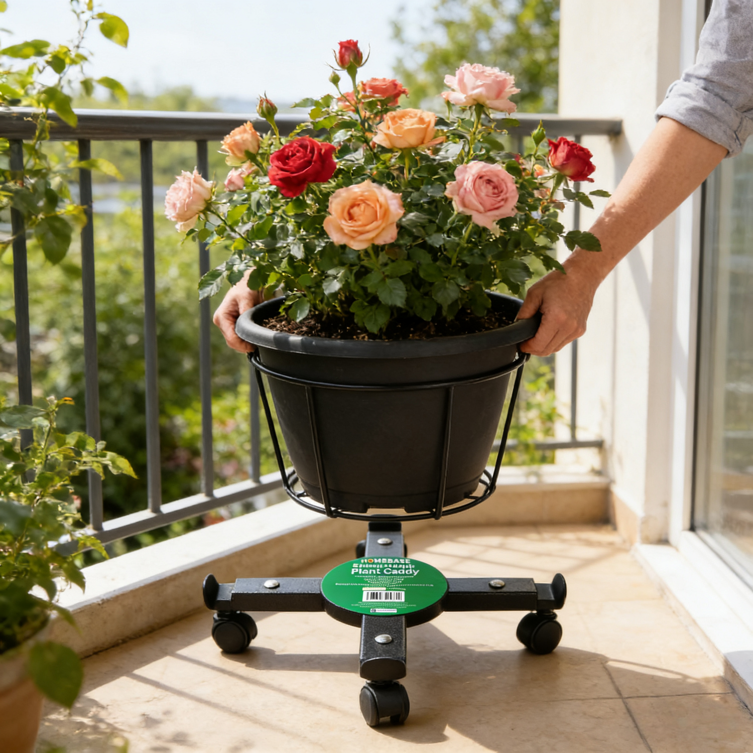 Extendable Plant Caddy Black Image 1