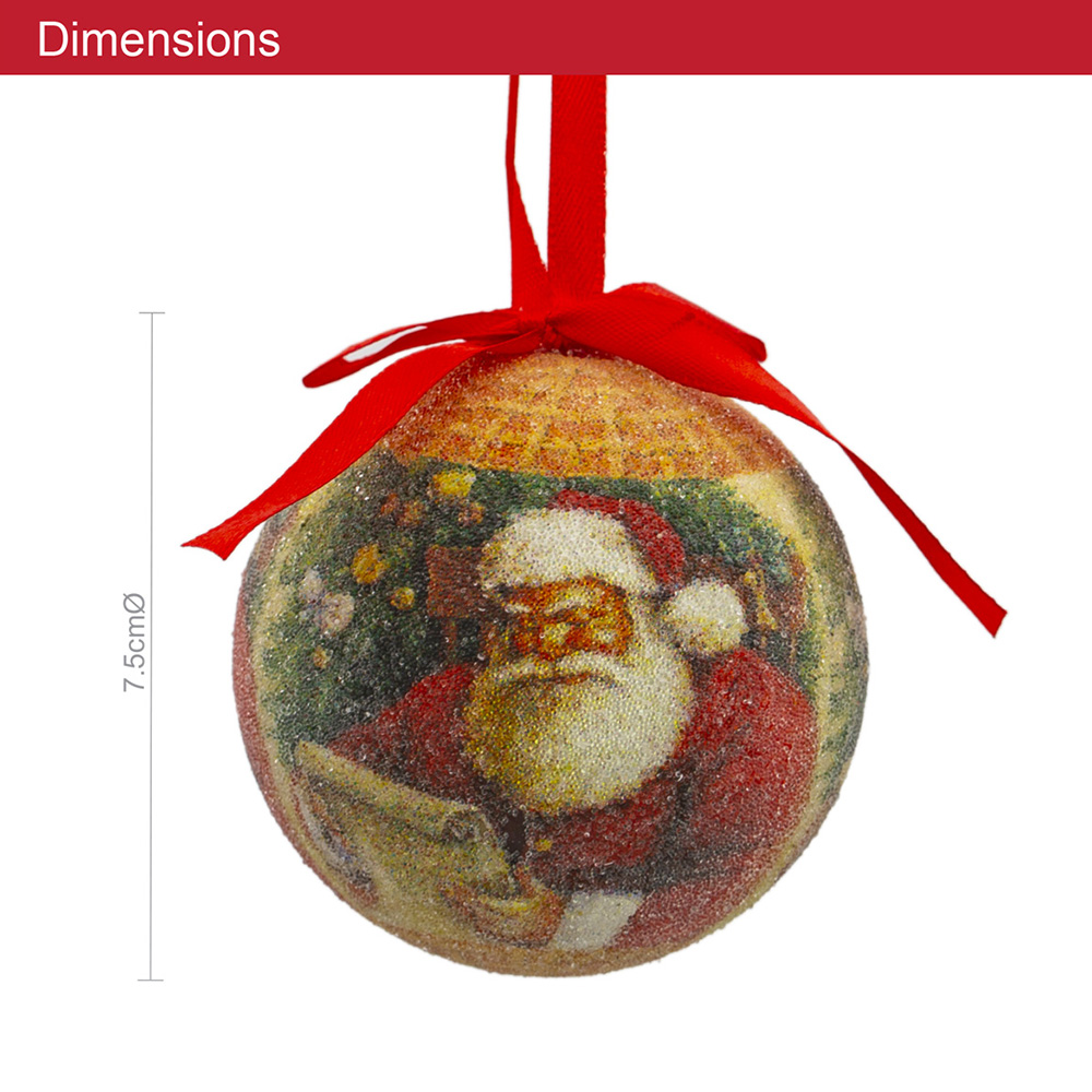 The Christmas Workshop Santa Decoupage Bauble 14 Pack Image 9