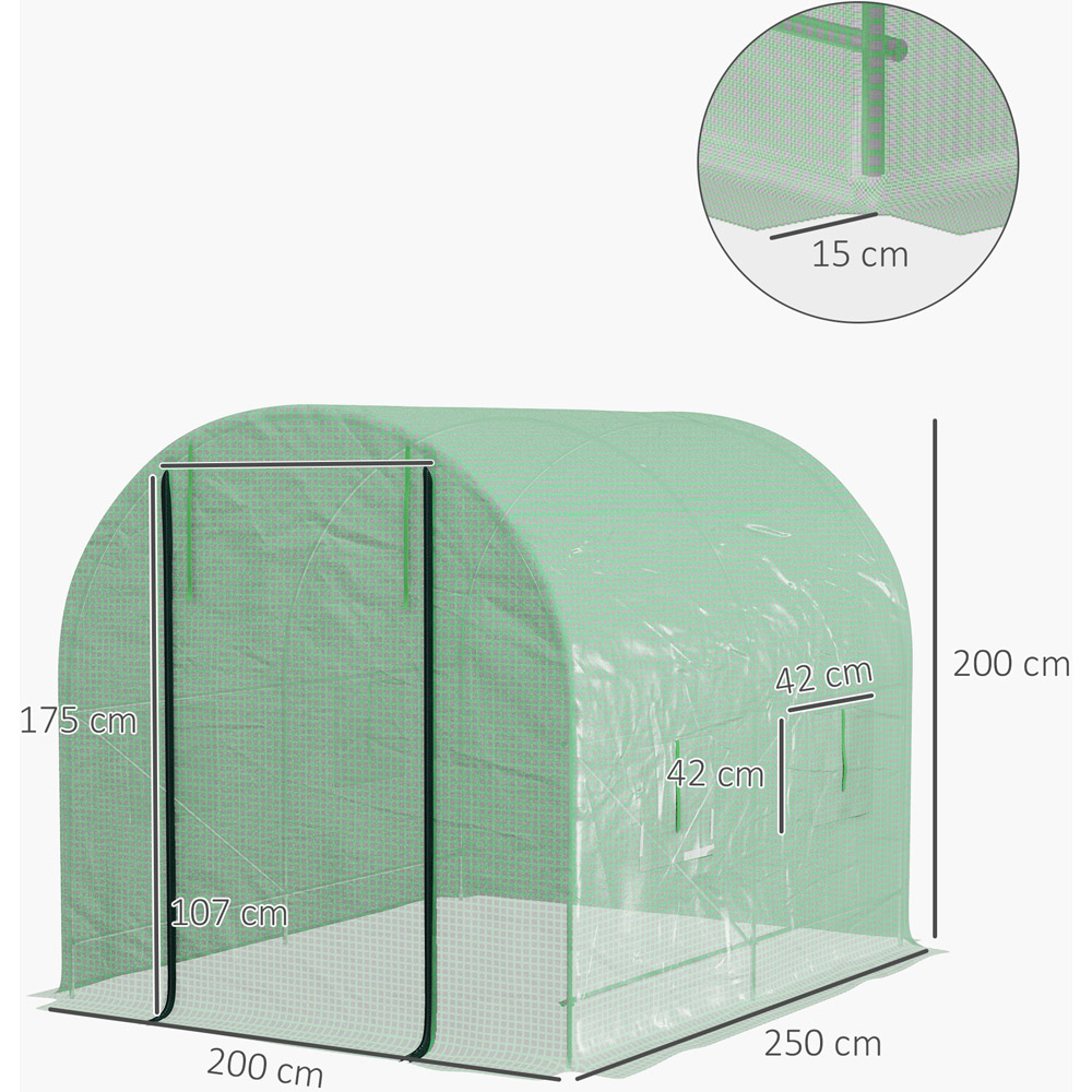 Outsunny Green Plastic 6.5 x 8.2ft Walk In Polytunnel Greenhouse Image 8