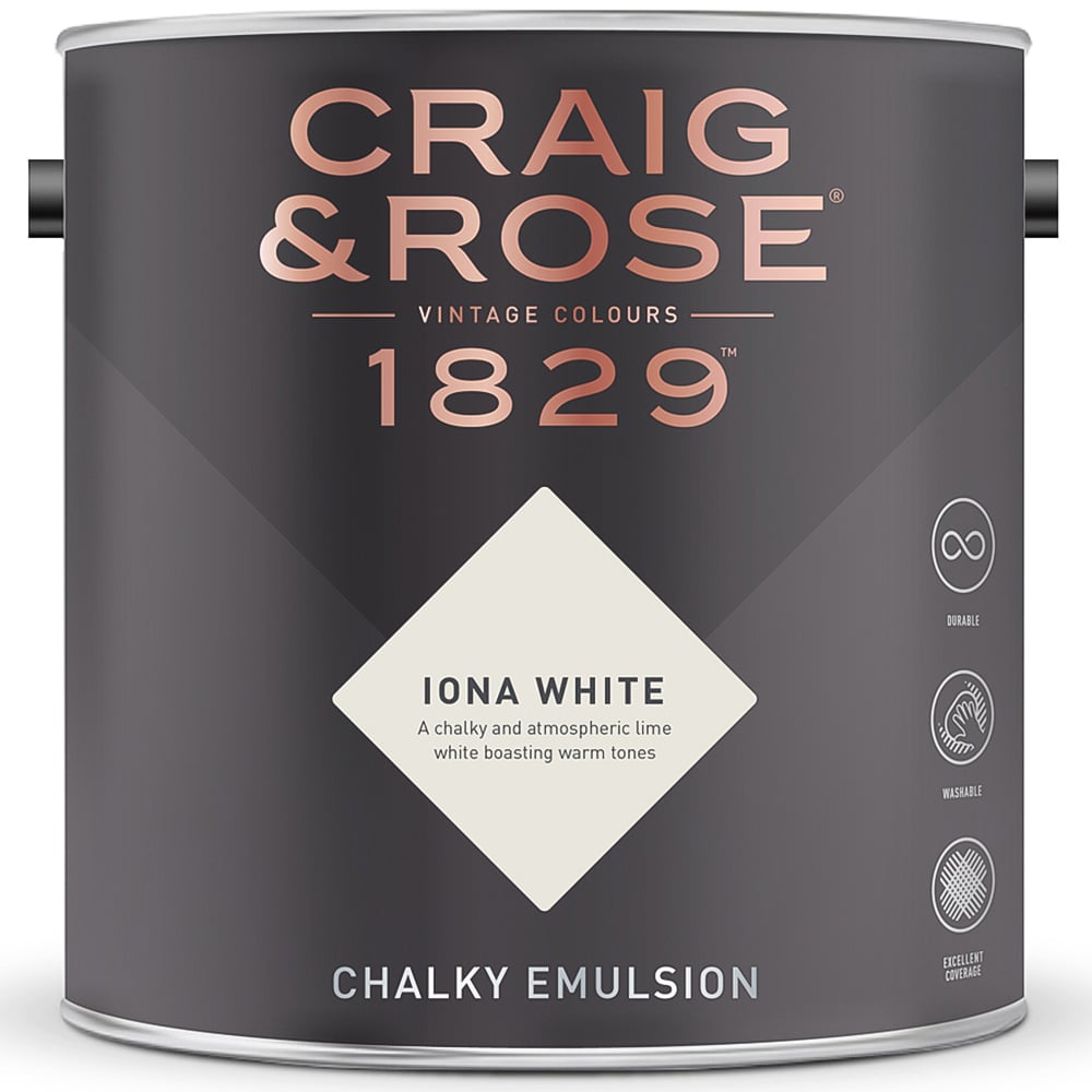 Craig & Rose 1829 Vintage Walls and Ceilings Iona White Chalky Matt Emulsion Paint 2.5L Image 2