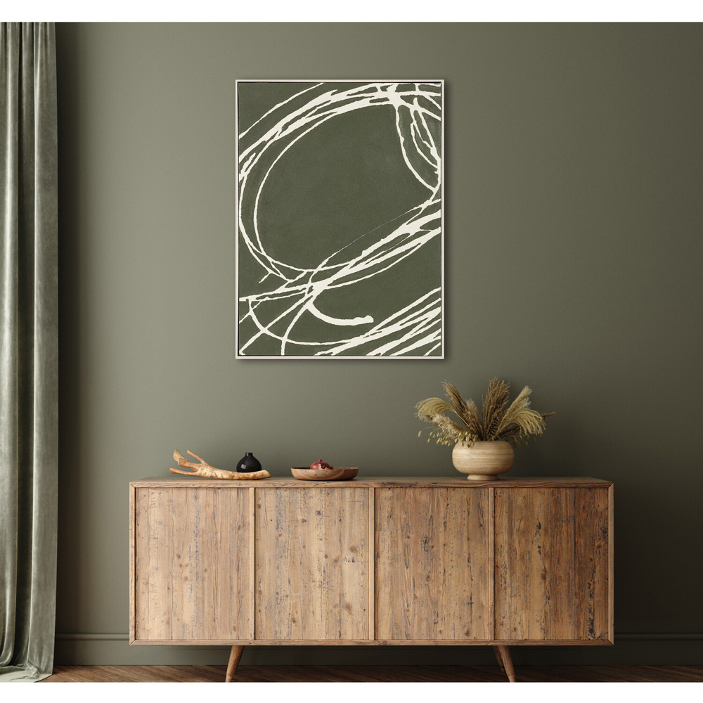 Organic Line Framed Canvas Olive Green Image 2