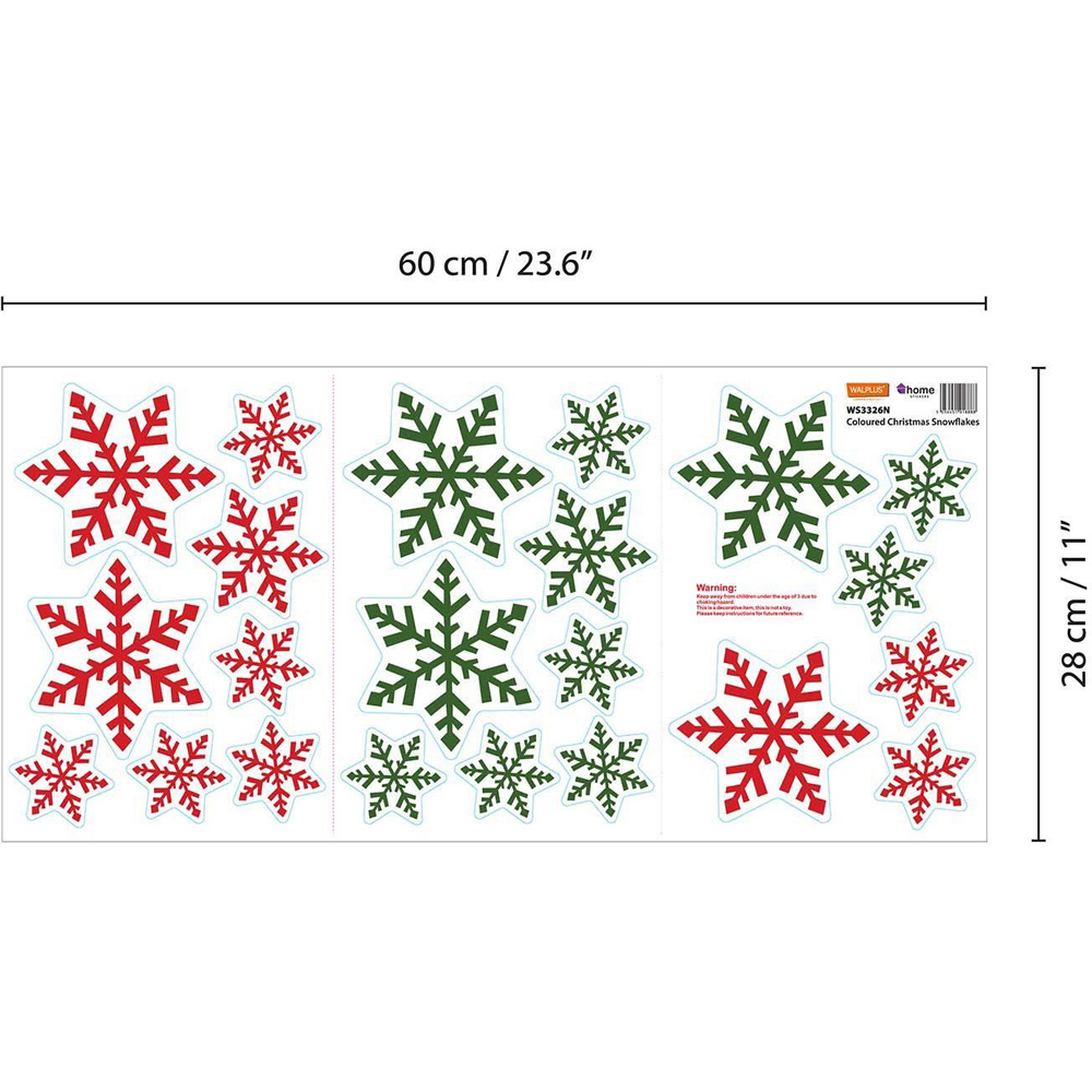 Walplus Coloured Christmas Snowflakes Self Adhesive Wall Stickers 22 Piece Image 6