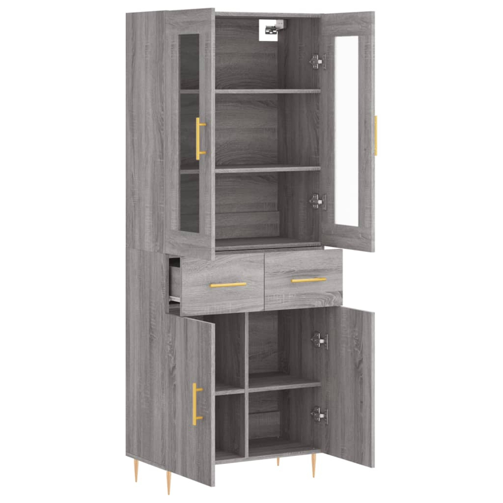 vidaXL 4 Door 2 Drawer Grey Sonoma Highboard Image 4
