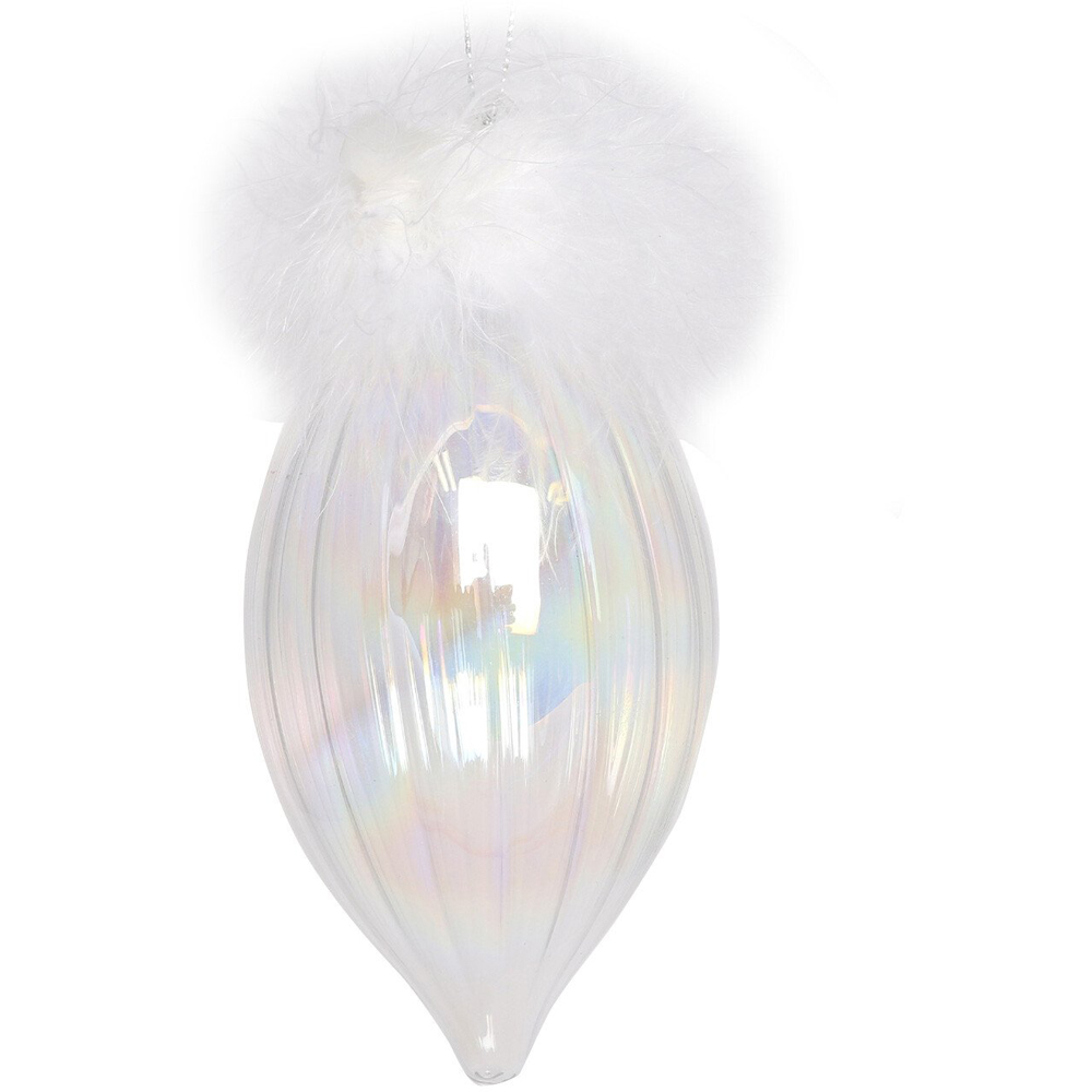 Irridescent Ridged Clear Glass Bauble - Clear Image 2