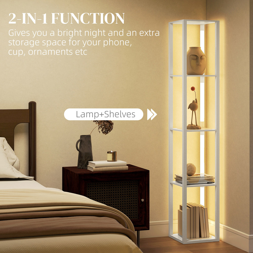 Portland 4 Shelf White LED Floor Lamp with Foot Switch Image 5