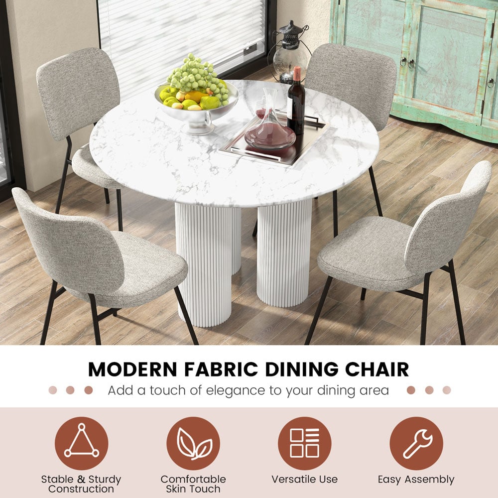 Costway Set of 2 Grey Linen Fabric Dining Chairs Image 5