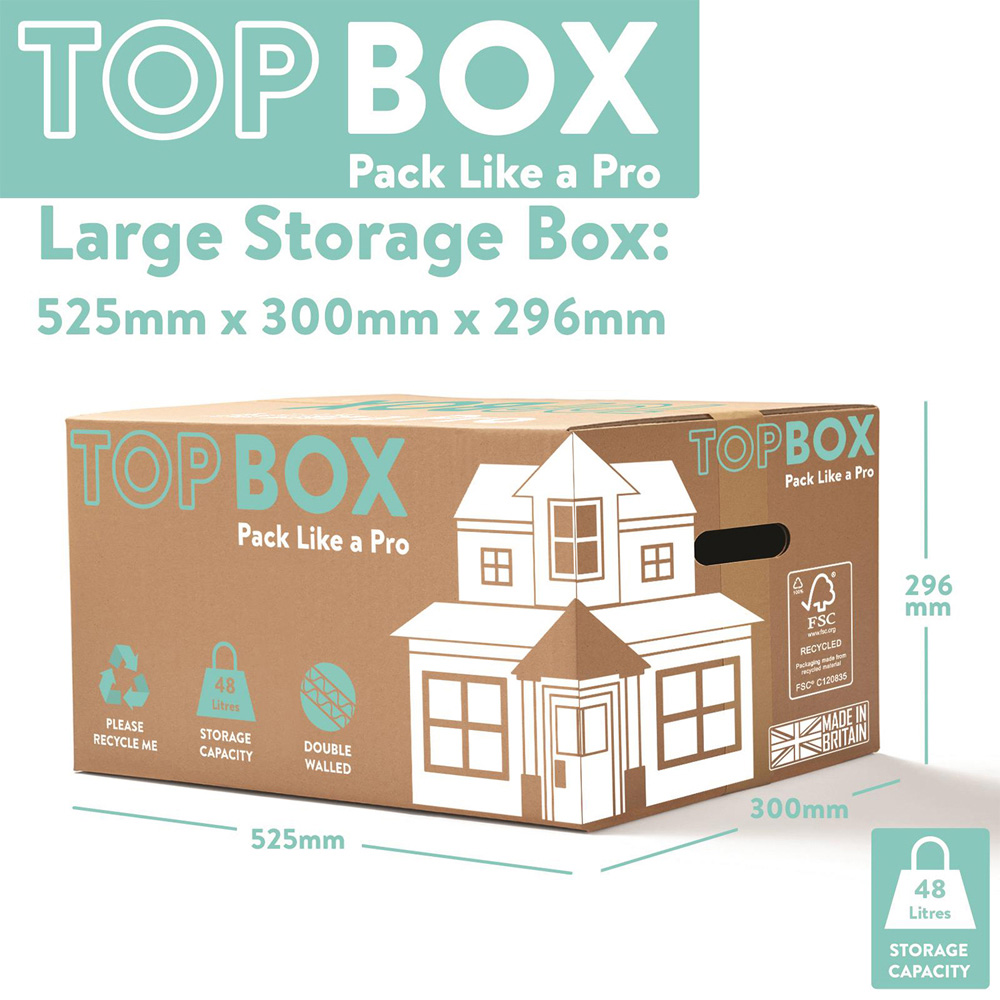 Topbox 48L Large Double Walled Moving and Storage Boxes 10 Pack Image 6