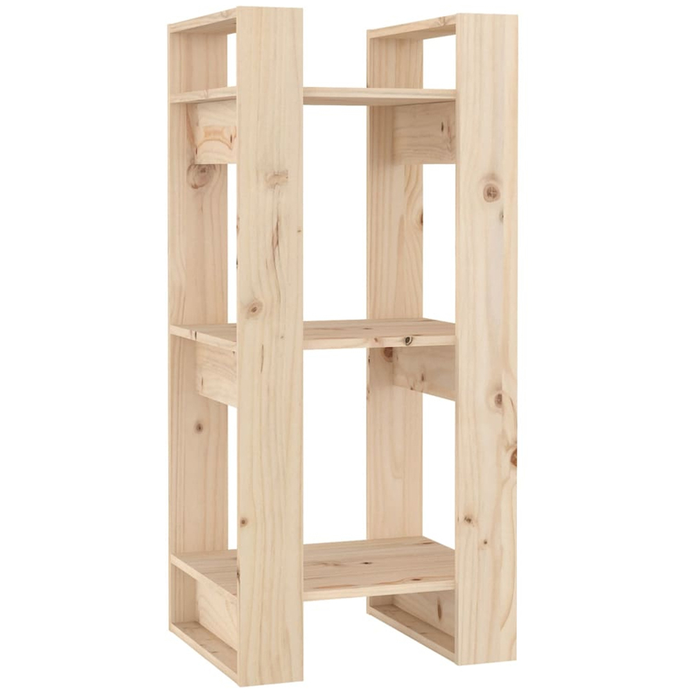 vidaXL 3 Shelf Natural Solid Pine Wood Bookcase Image 2