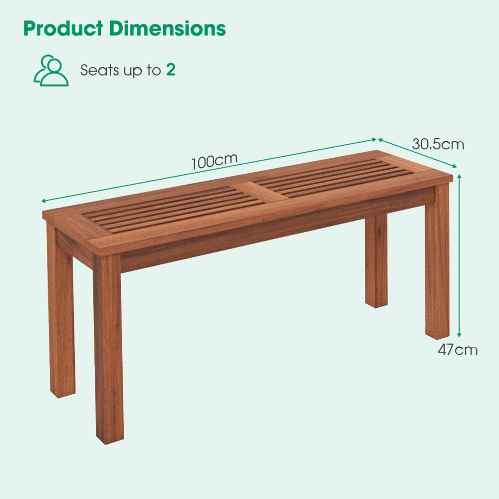 Costway 2 Seater Wooden Garden Bench Image 8