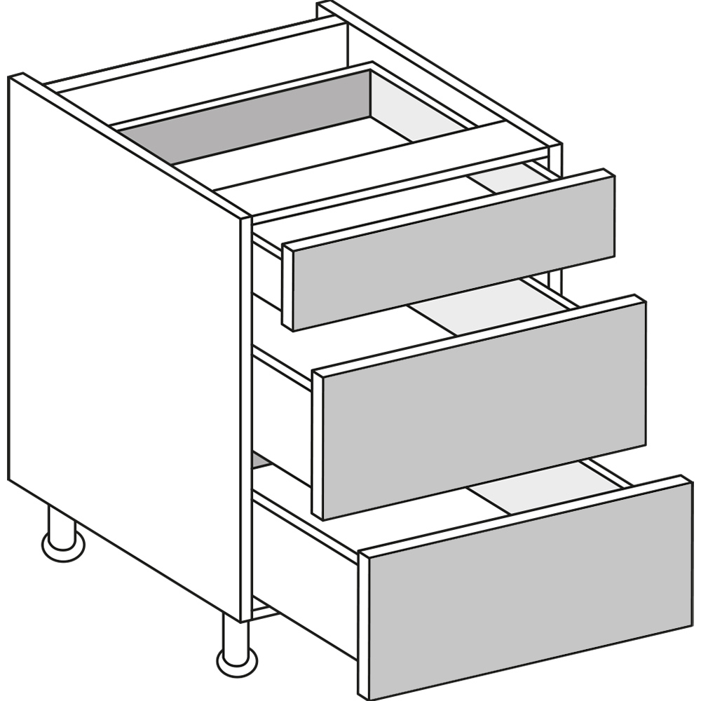 wilko Woodgrain Effect Shaker Dust Grey 3 Drawer Base 500mm Image 1