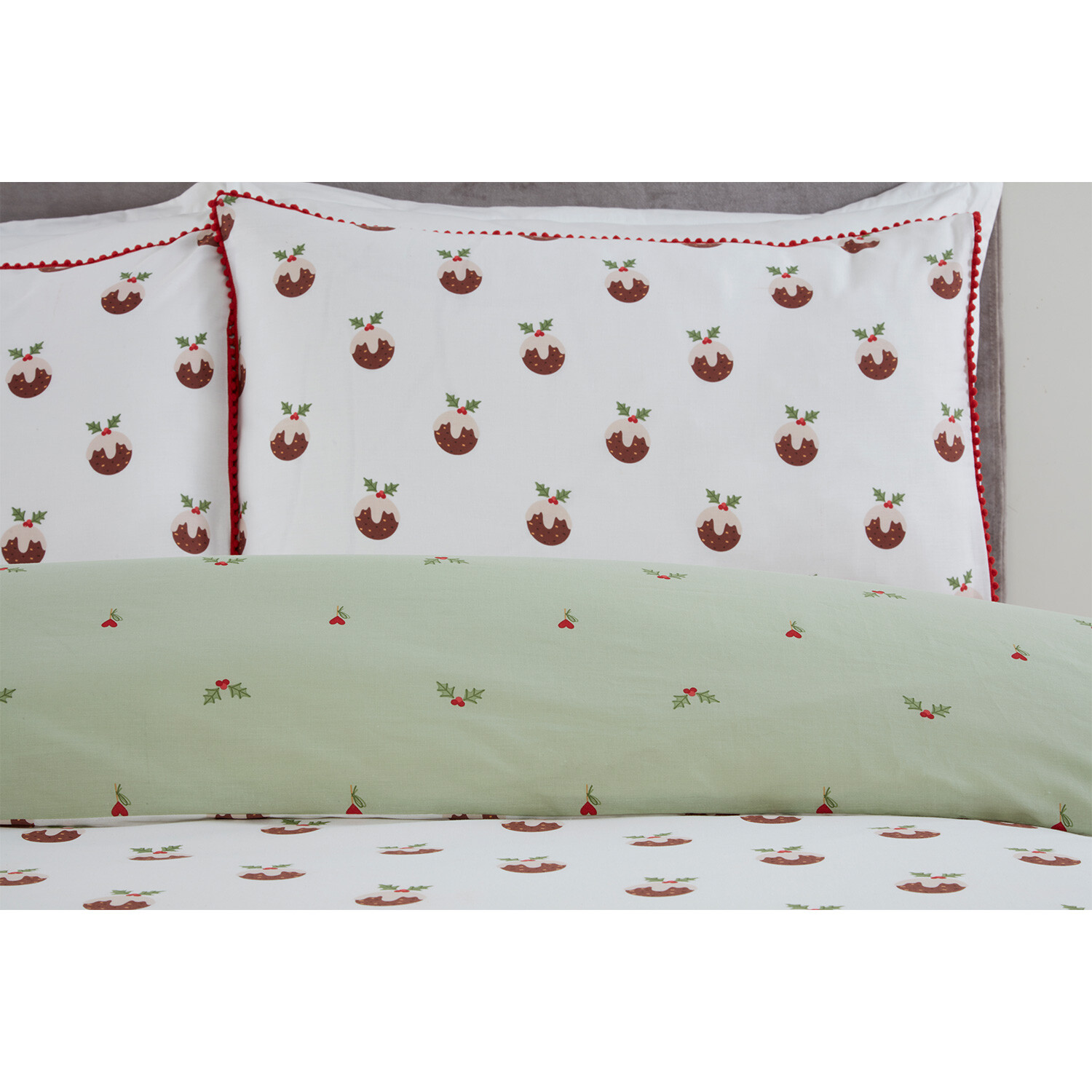 Christmas Pudding Duvet Cover and Pillowcase Set - Single Image 5