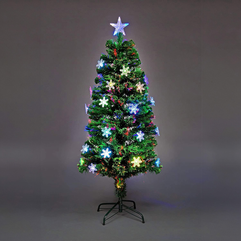 Shatchi Fibre Optic Multicolour LED Pre-Lit Artificial Christmas Tree with Snowflakes 3ft Image 2