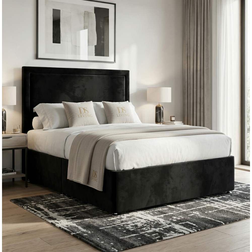 DS Living Velmont Super King Size Black Plush Divan Bed Image 3
