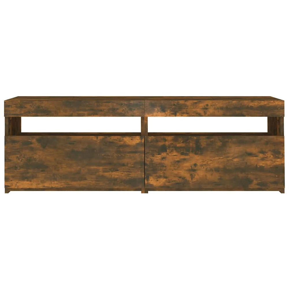 vidaXL 2 Door 2 Shelf Smoked Oak Wide TV Cabinet with LED Lights Image 8