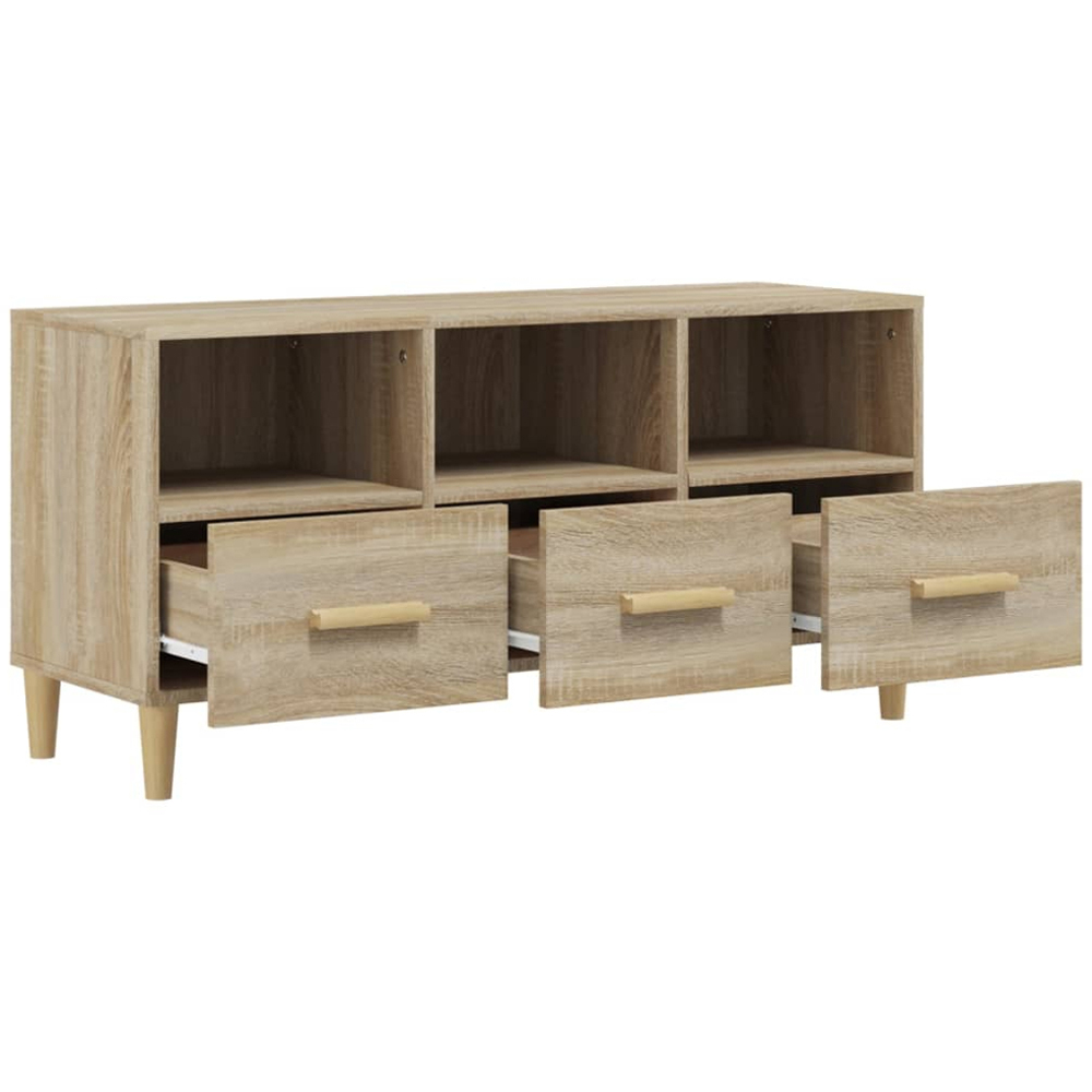 vidaXL 3 Drawer 3 Shelf Sonoma Oak TV Cabinet Image 7