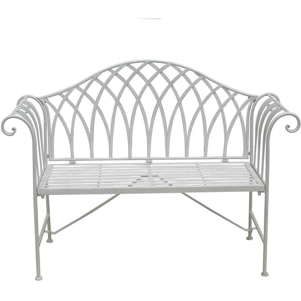 Garden Gear Wrought Iron Versailles Antique White Garden Bench Image 2