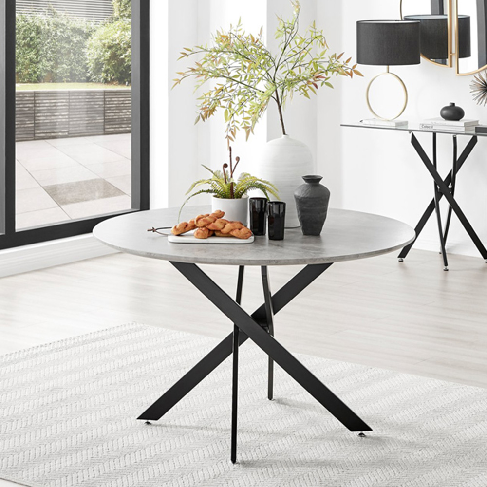 Furniturebox Arona Valera Concrete Effect 4 Seater Round Dining Set Grey and Cappuccino Image 2