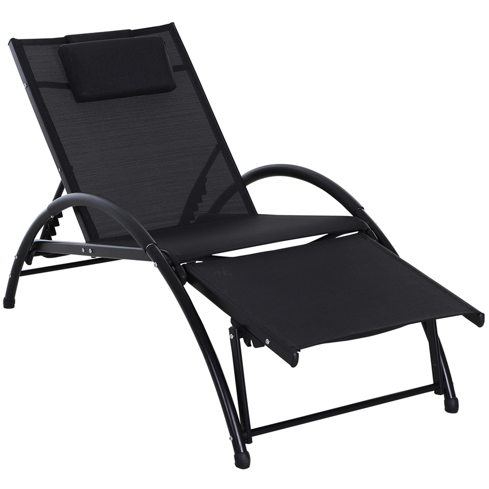 Outsunny Black Recliner Sun Lounger Image 2