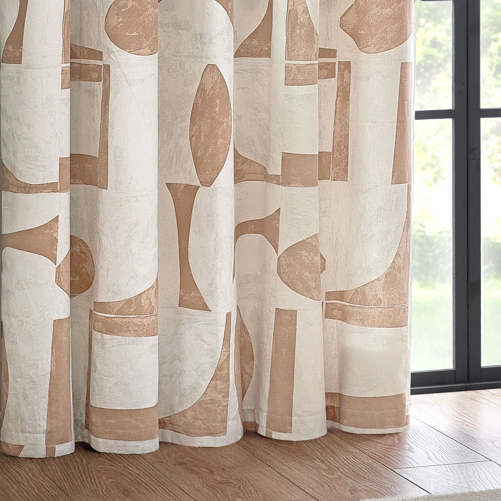 Hoem Carro Clay Abstract Eyelet Curtains 117 x 137cm Image 3