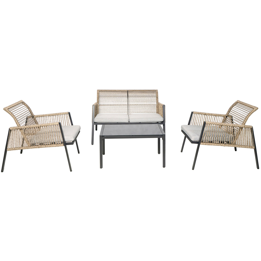 Furniture One 4 Seater Natural Padded Outdoor Lounge Set Image 2