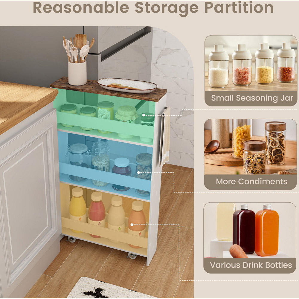 Costway 4 Shelf Coffee Slim Storage Cart with Wheels Image 7