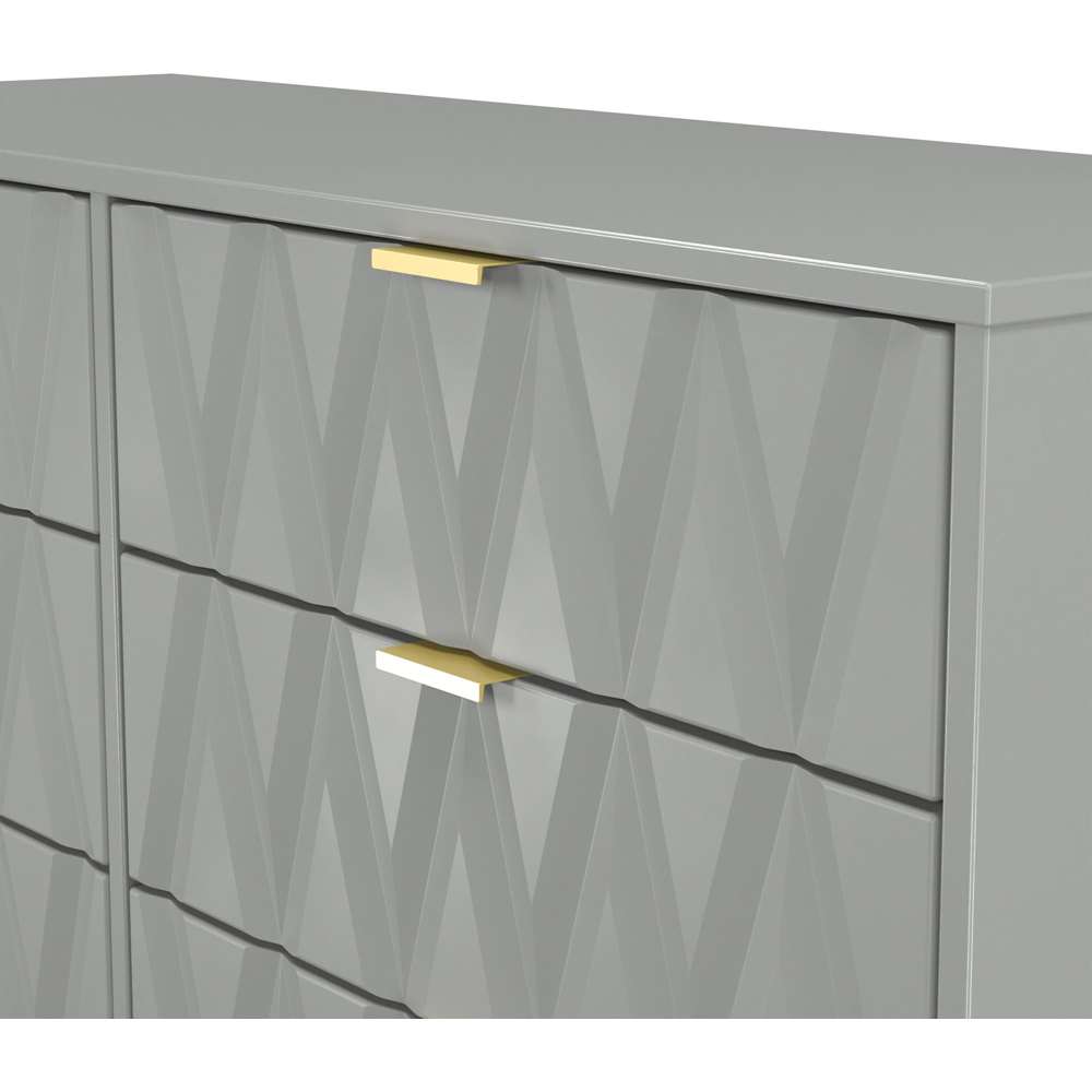 Crowndale Diamond 6 Drawer Dusk Grey Wide Chest of Drawers Ready Assembled Image 5