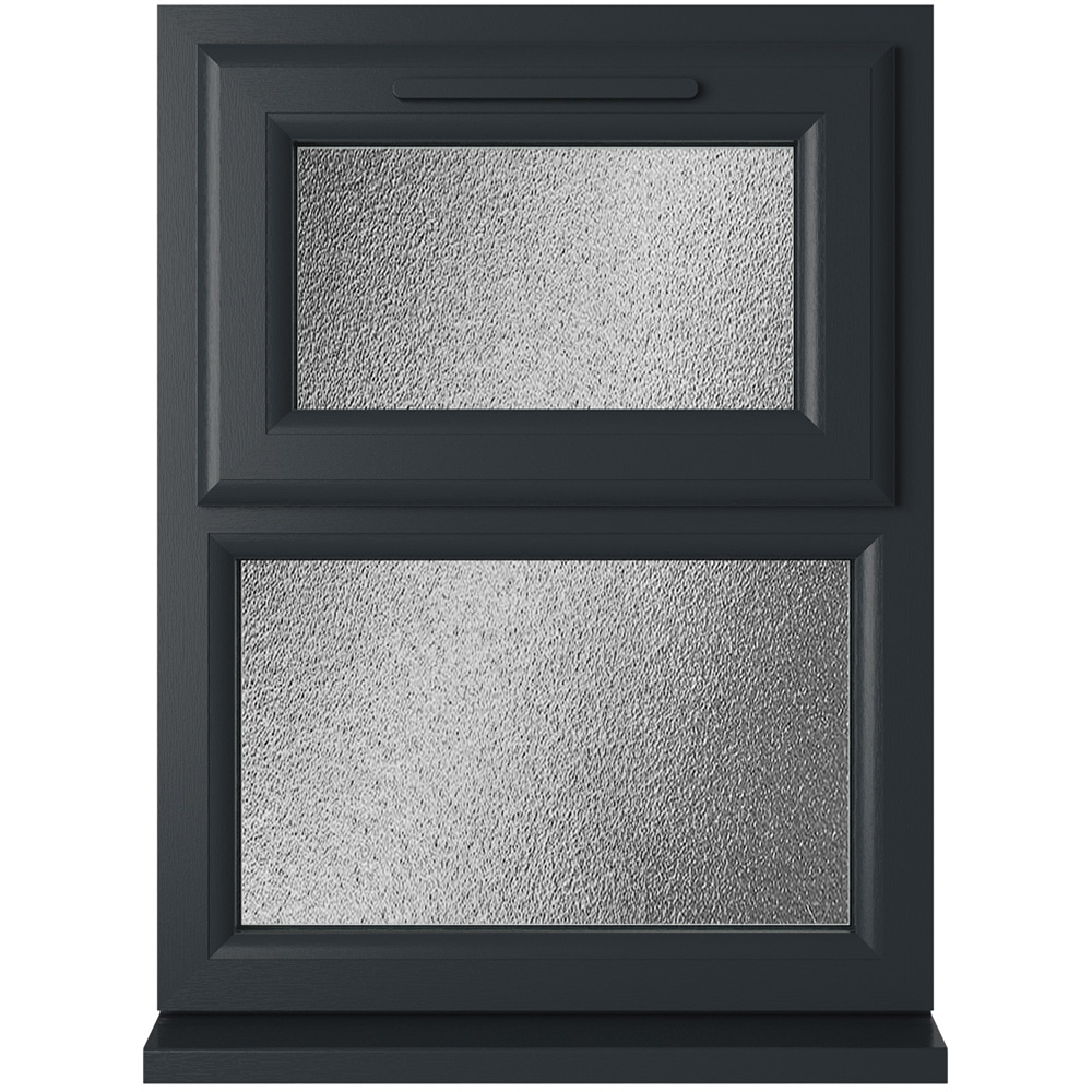 Crystal uPVC Triple Glazed Window Top Hung Over Fixed Light Grey White Obscure Glass 610x965mm Image 1