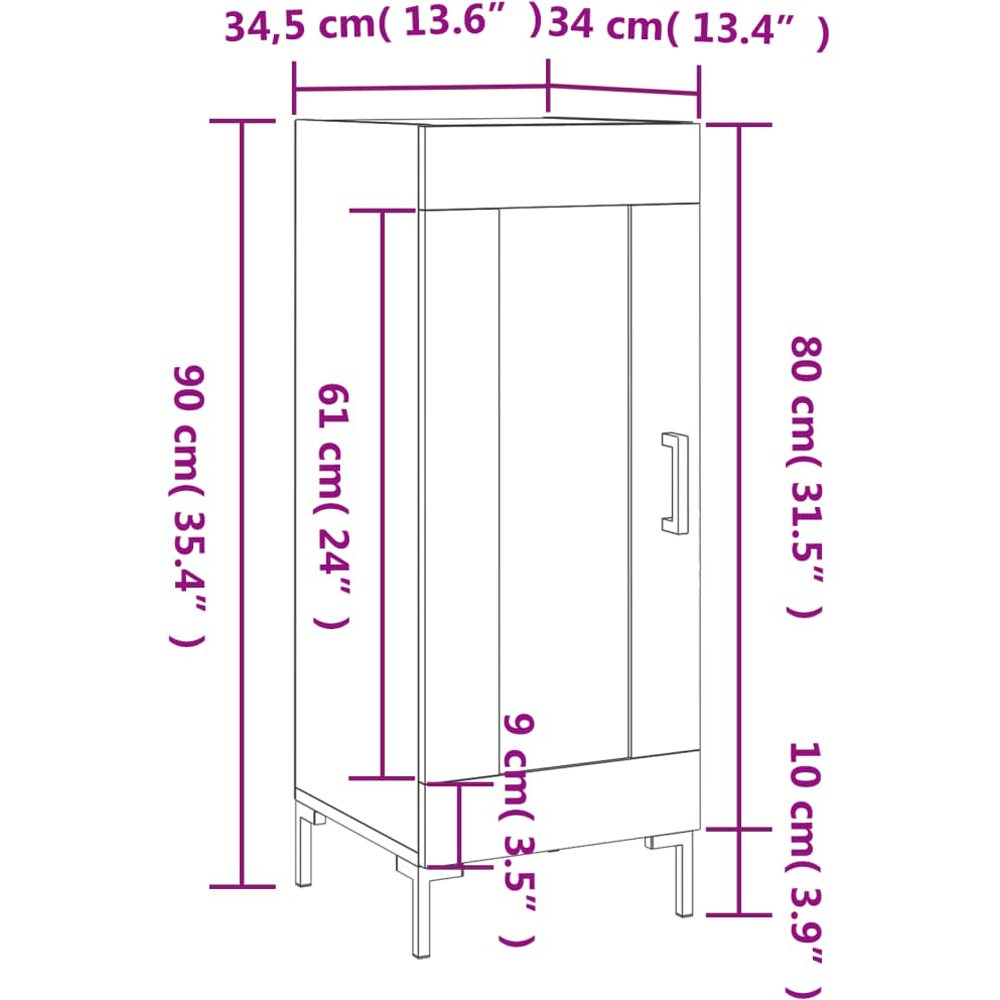 vidaXL Single Door White Sideboard Image 6