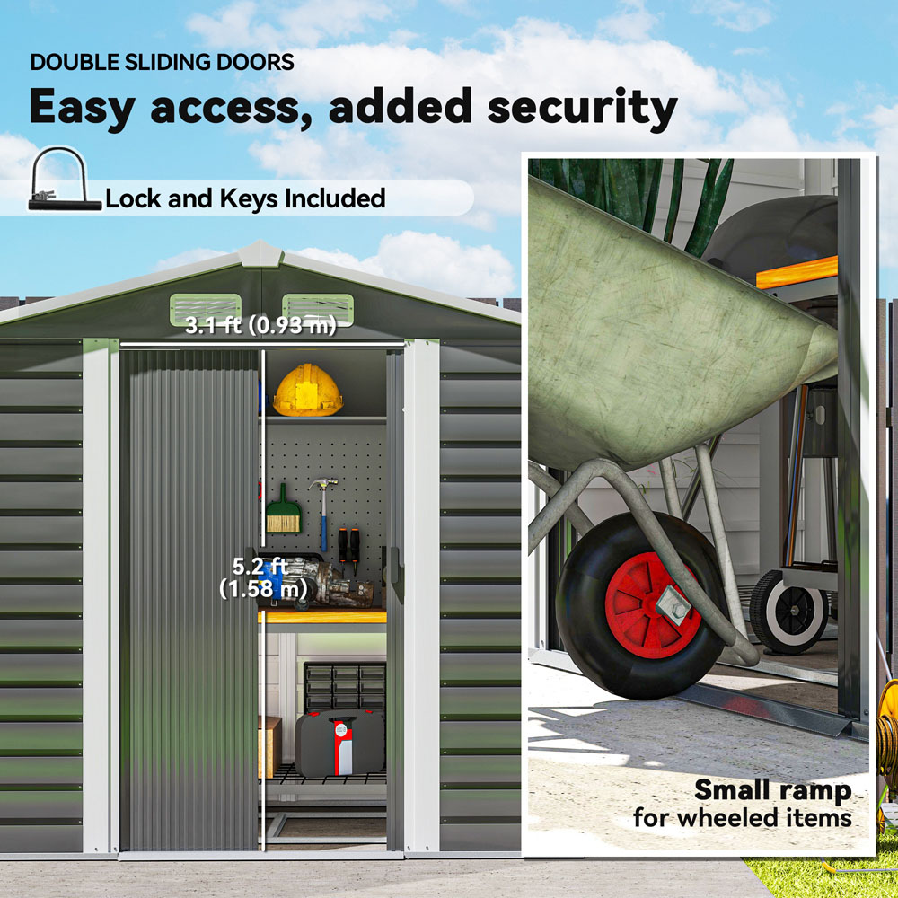 Outsunny 6.8 x 3.7ft Dark Grey Metal Shed with Lock Image 6