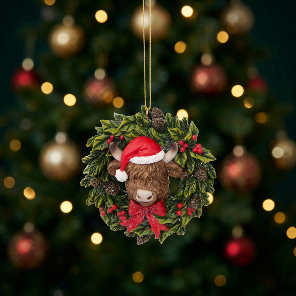 Highland Cow Wreath Hanging Decoration Image 2