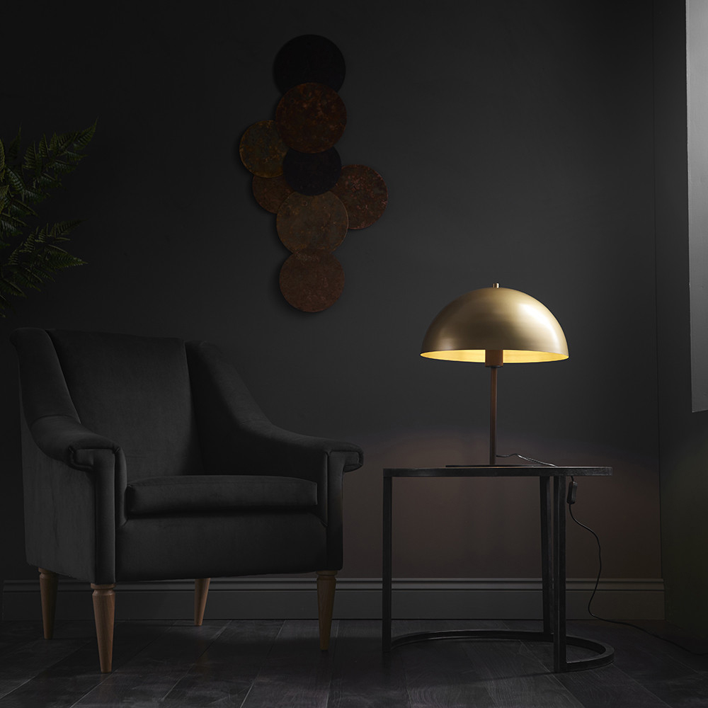 Merano Nuoro Soft Gold Shade Dark Bronze Effect Table Lamp Image 2