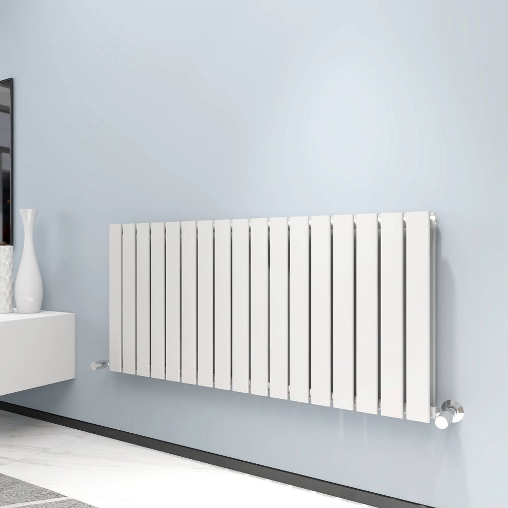 White Panel Radiators White 7842 BTU Double Flat Panel Vertical Column Radiator 600 x 1156mm ...