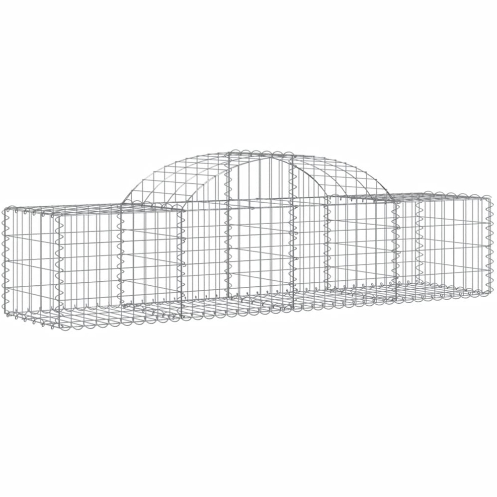 vidaXL Silver Galvanised Iron Arched Gabion Basket 200 x 50 x 40/60cm 15 Pack Image 1