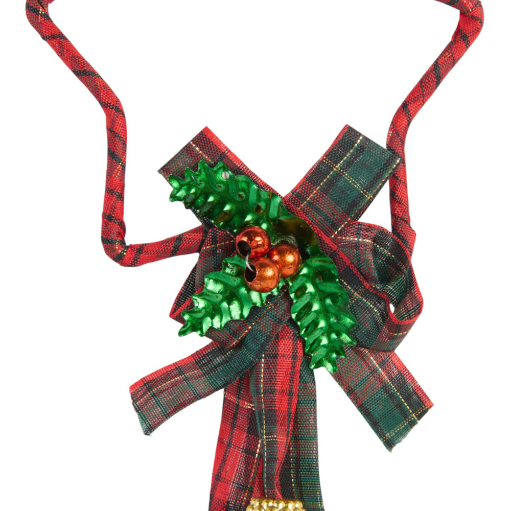 Traditional Christmas Red Tartan Star and Bell Hanging Ornament Image 5