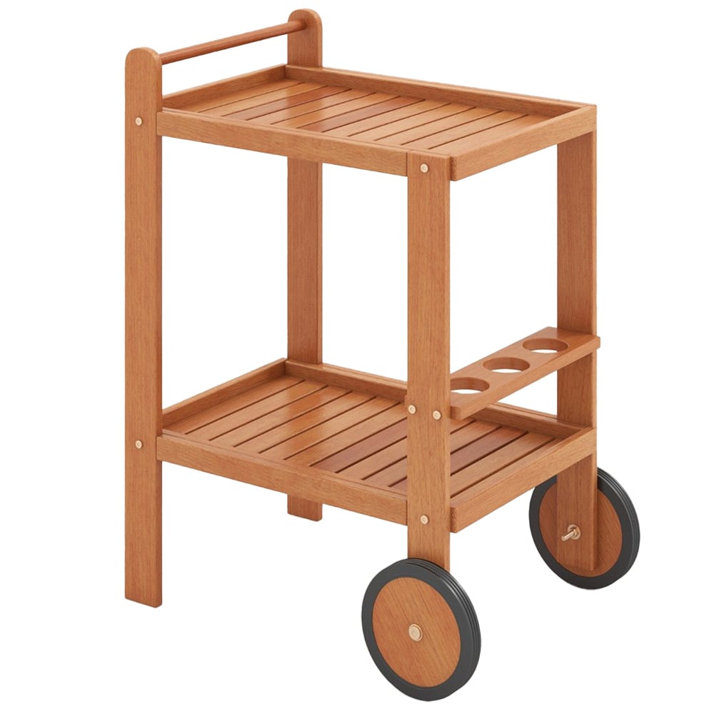 Costway Wooden Bar Cart with Wine Bottle Holder Image 1