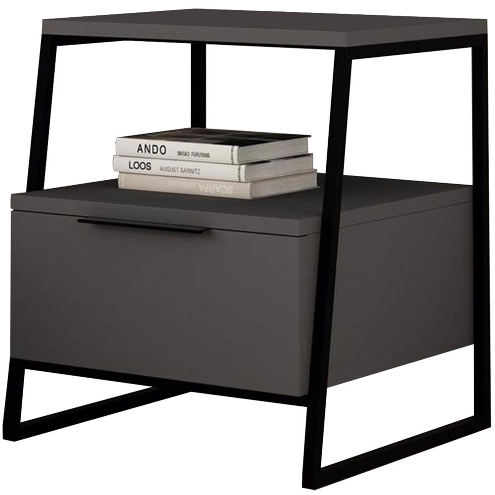 FWStyle Pal Single Door Single Shelf Anthracite Bedside Table Image 3