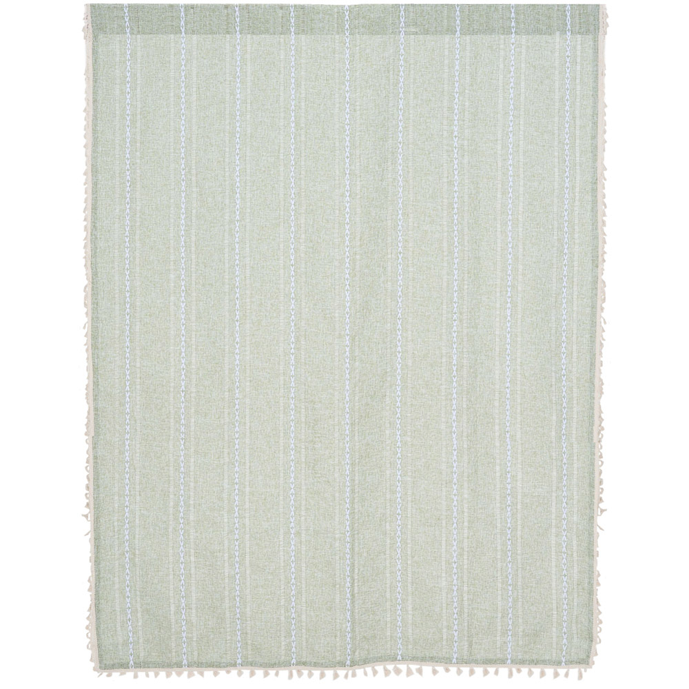 Living and Home Light Green Boho Tassel Faux Linen Curtain 132 x 260cm Image 2