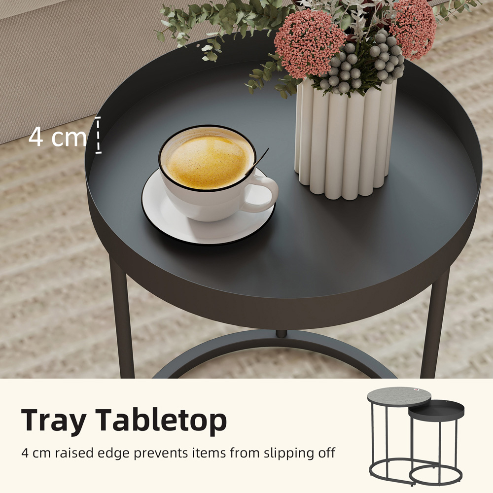 Portland Grey Industrial Round Nest of Tables Set of 2 Image 8