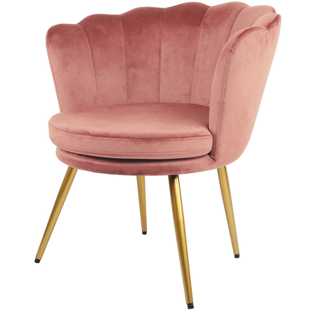 Flora Dark Pink Velvet Scalloped Back Accent Chair Image 2