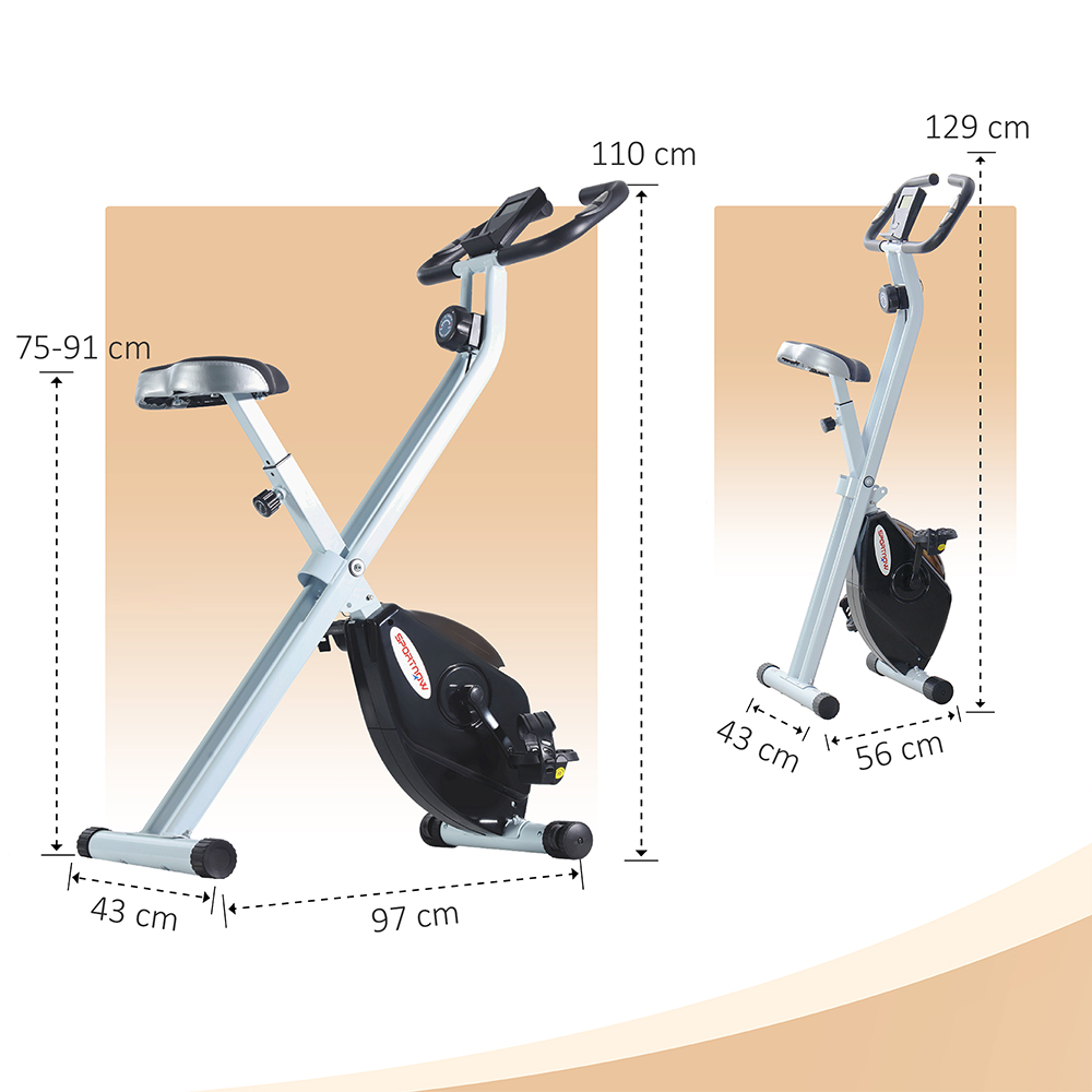 SPORTNOW Black and White Magnetic Resistance Quiet Folding Exercise Bike Image 7
