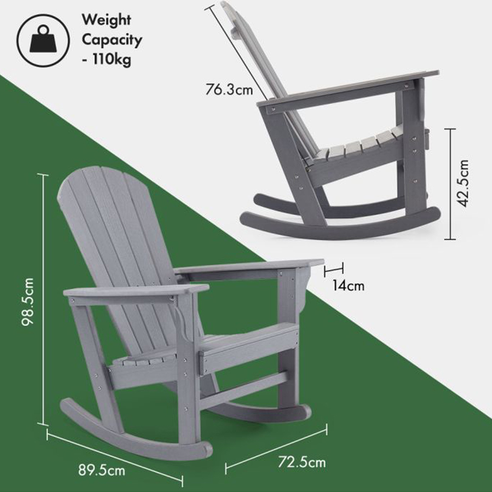 VonHaus Grey Rocking Adirondack Chair Image 8