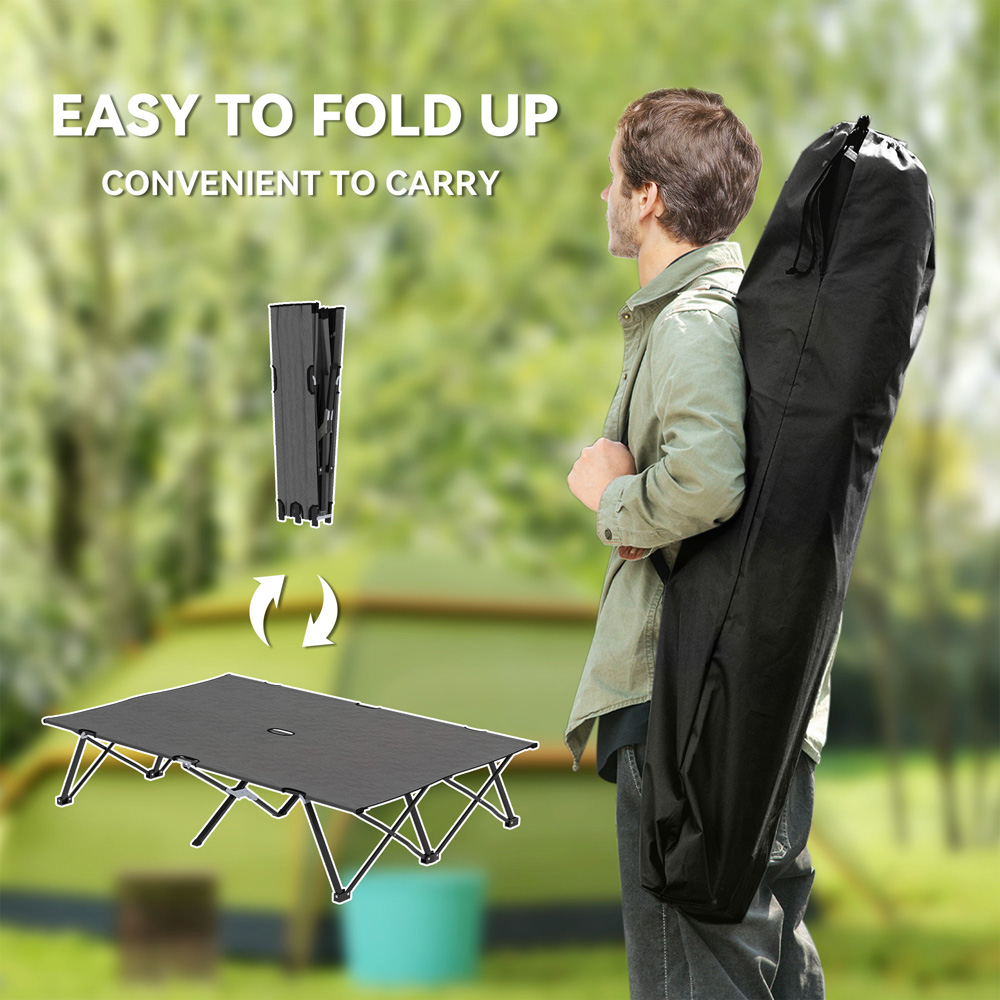 Outsunny Double Charcoal Grey Portable Camping Cot Image 5