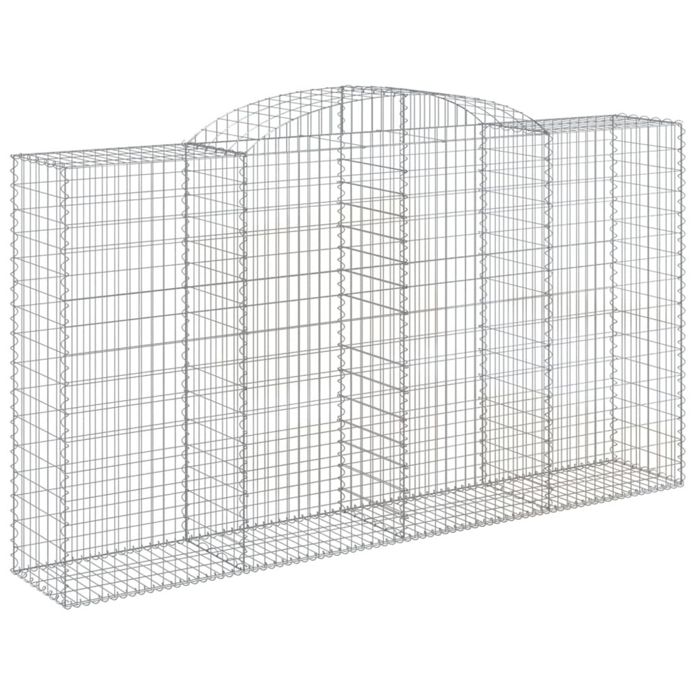vidaXL Silver Galvanised Iron Arched Gabion Basket 300 x 50 x 160/180cm Image 1