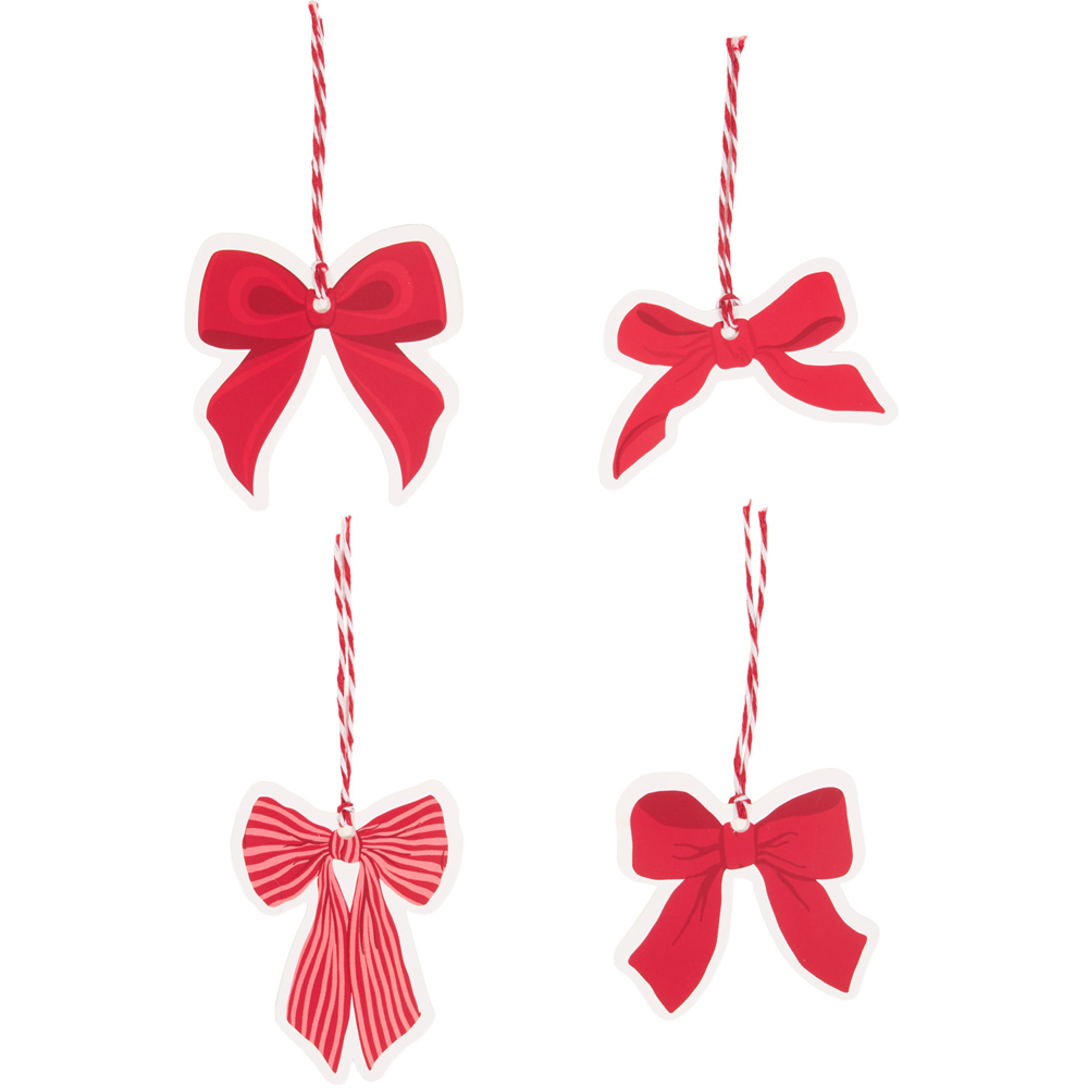 Pack of 20 Festive Bow Gift Tags Red Image 3