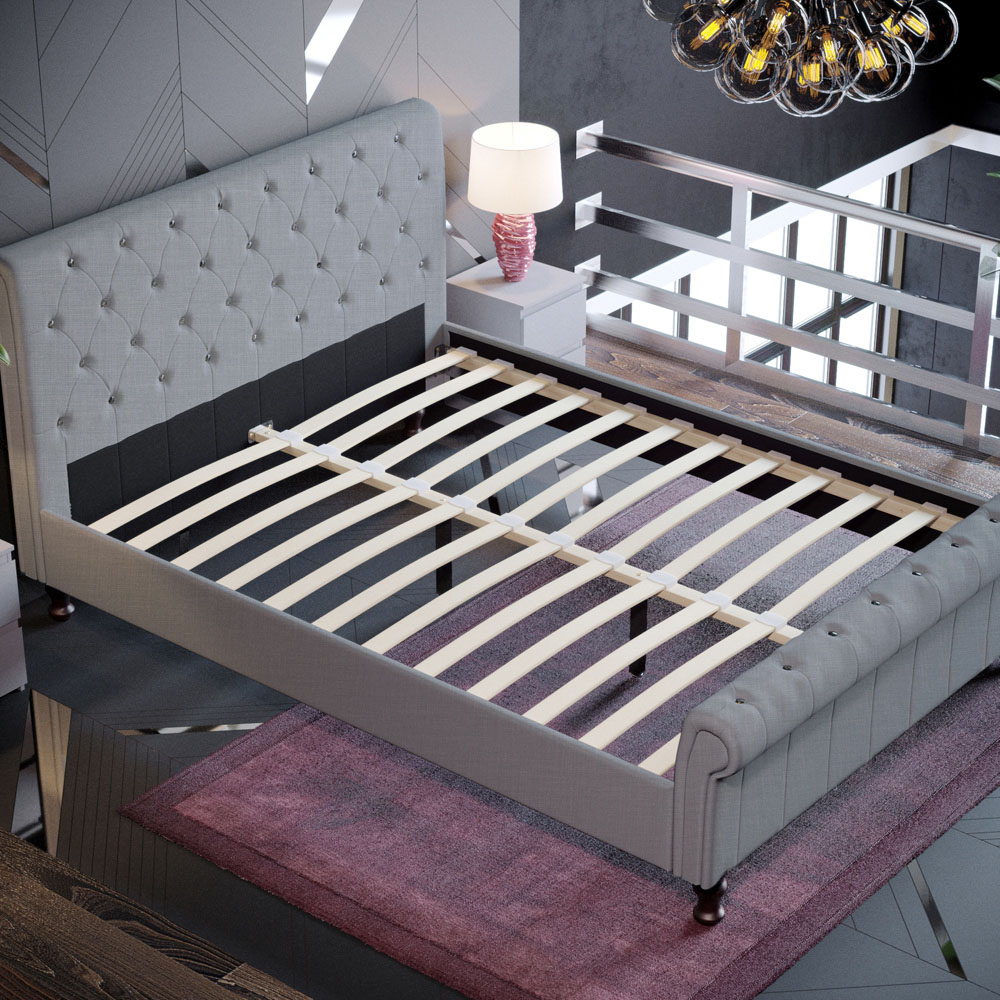 Vida Designs Violetta King Size Light Grey Linen Bed Frame Image 5